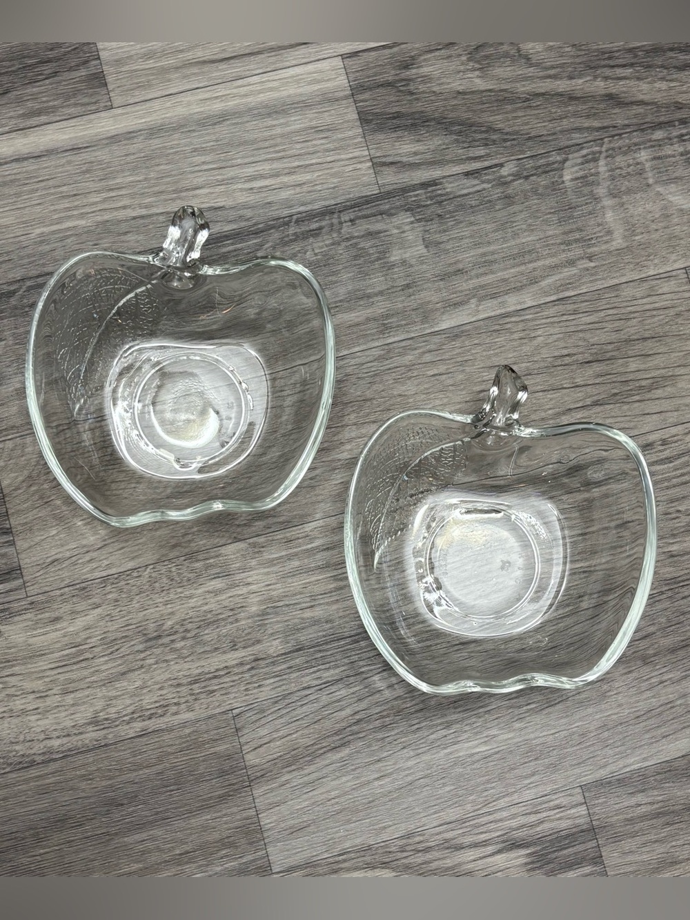 KIG Indonesia Clear Glass Apple Shaped Fruit Salad Dessert Bowls - Set of 2